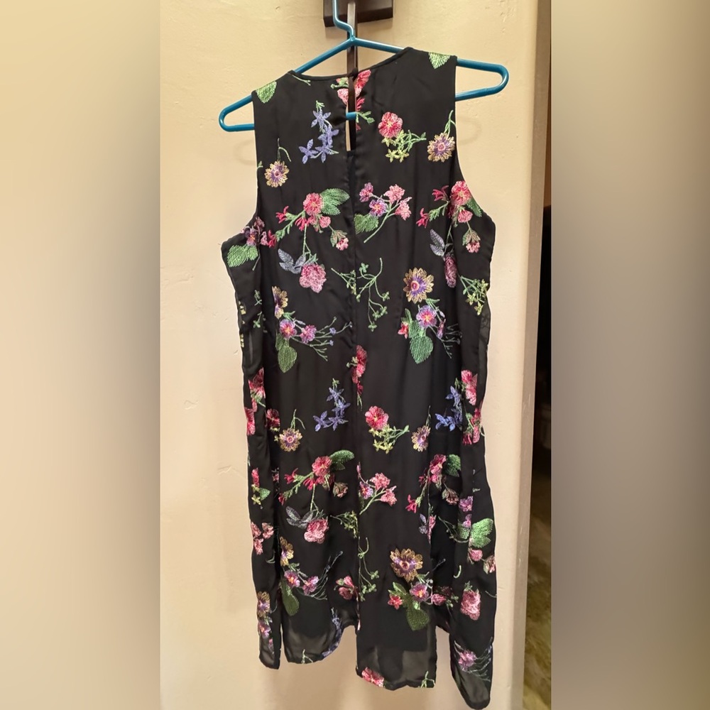 Calvin Klein black floral embroidered sheath dress